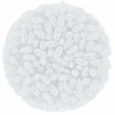 Czech DropDuo beads 3x6mm Chalk white matted 03000/84110